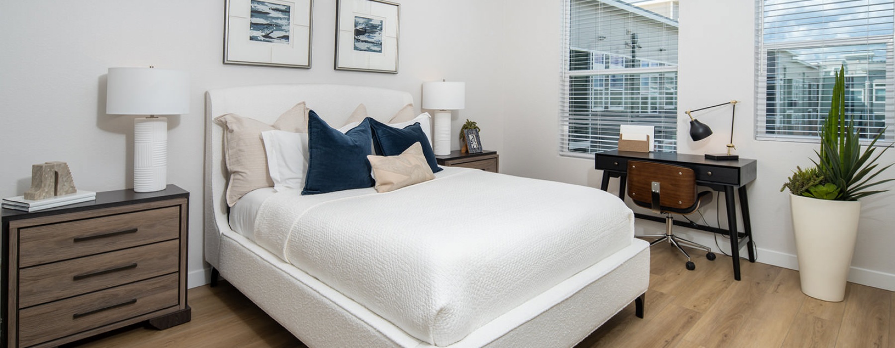 bedroom with study area