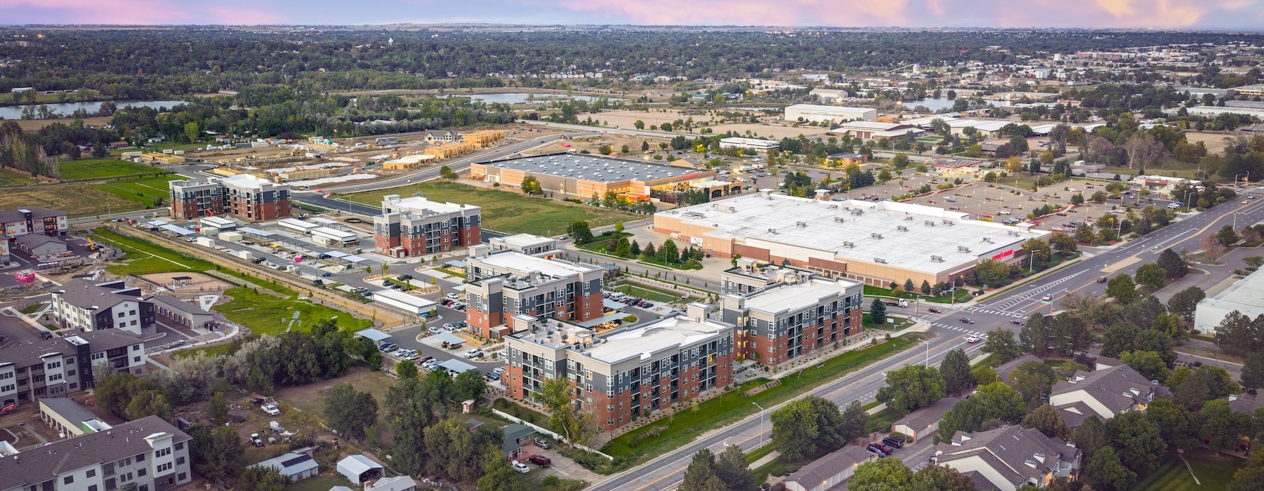 aerial shot of neighborhood
