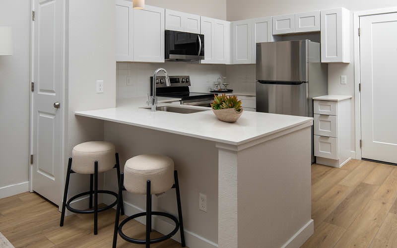 stool at kitchen counter